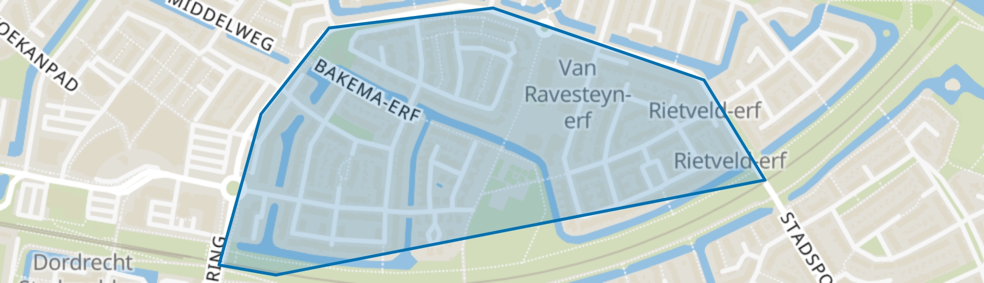 Van den Broek-erf en omgeving, Dordrecht map