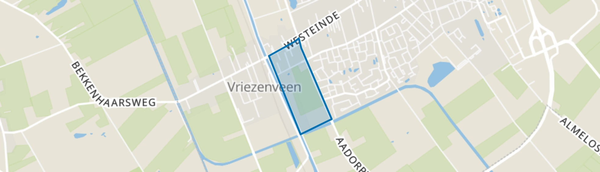 Verspreide huizen ten oosten van kanaal, Vriezenveen map